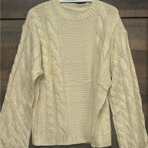 Cakulo Cream Color Oversized Cable Knit Sweater XL NWT